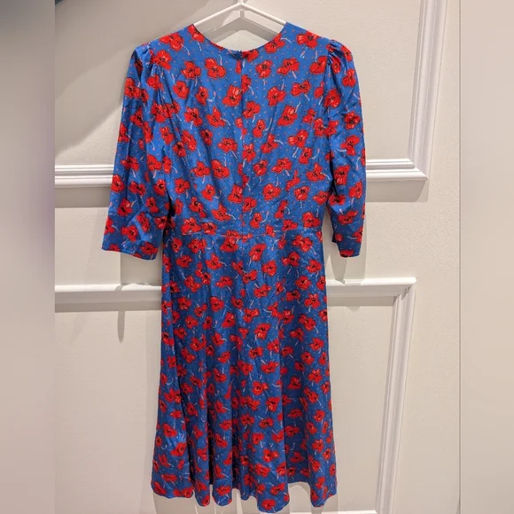 LK Bennett Alicia Poppy Print Silk Tea Dress - Picture 5 of 5